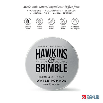 Hair Pomade, Water Based (Firm Hold) 100ml - Hair Care - Hawkins & Brimble Barbershop Male Grooming Products for Beards and Hair
