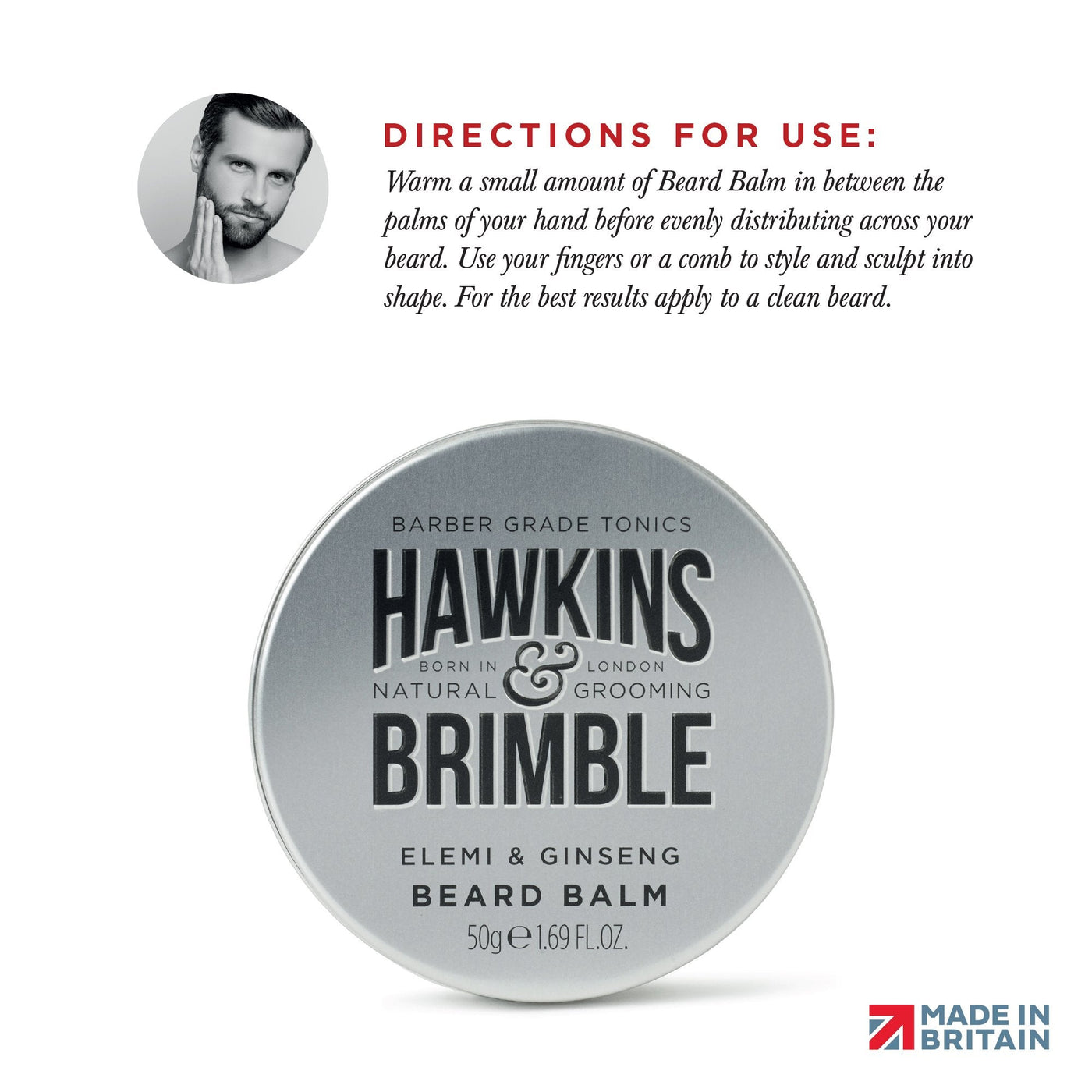 Beard Balm - Beard Care - Hawkins & Brimble Barbershop Male Grooming Products for Beards and Hair
